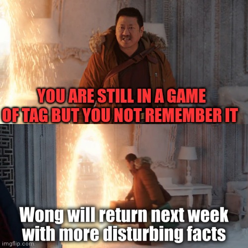 yeah that make sense | YOU ARE STILL IN A GAME OF TAG BUT YOU NOT REMEMBER IT | image tagged in wong disturbing facts,memes,yeah that makes sense | made w/ Imgflip meme maker