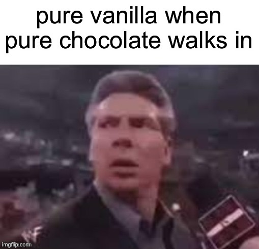 jejwhekwndiwiegdosjisiwow | pure vanilla when pure chocolate walks in | image tagged in x when x walks in | made w/ Imgflip meme maker