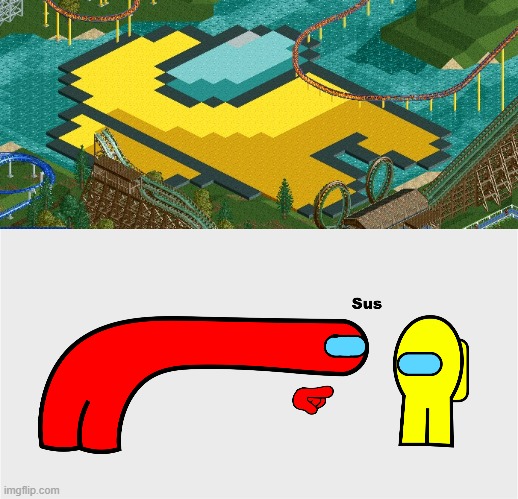 Among Us in RollerCoaster Tycoon | image tagged in among us sus,among us,memes,rollercoaster tycoon,sus | made w/ Imgflip meme maker