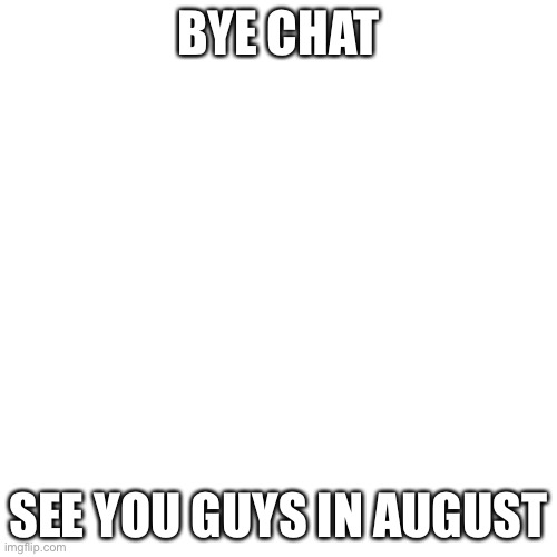 Summer vacation | BYE CHAT; SEE YOU GUYS IN AUGUST | image tagged in memes,blank transparent square | made w/ Imgflip meme maker