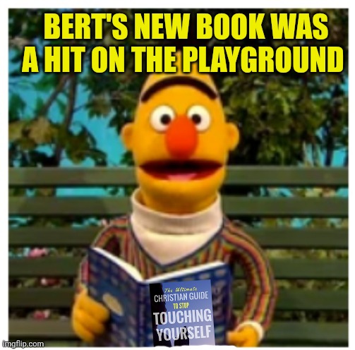 It's time to stop. Ok? No more. | BERT'S NEW BOOK WAS A HIT ON THE PLAYGROUND | image tagged in its time to stop,ok,no more,sesame street,bert | made w/ Imgflip meme maker