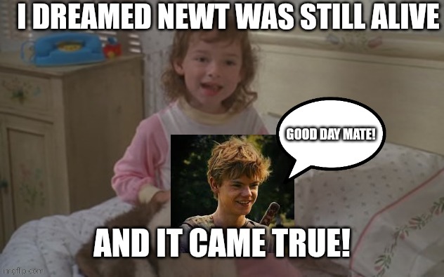 Maze Runner Newt Dream Came True | GOOD DAY MATE! | image tagged in and it came true,funny memes,maze runner,dream | made w/ Imgflip meme maker