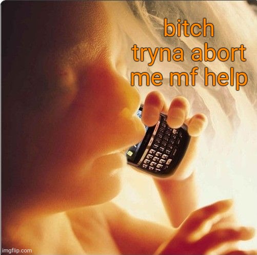 . | bitch tryna abort me mf help | image tagged in baby in womb on cell phone - fetus blackberry | made w/ Imgflip meme maker