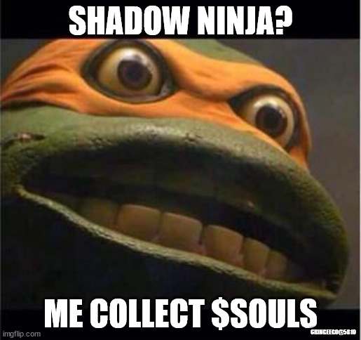 ASURA | SHADOW NINJA? ME COLLECT $SOULS; CRINGEEGO@5819 | image tagged in teen age mutant ninja turtle | made w/ Imgflip meme maker