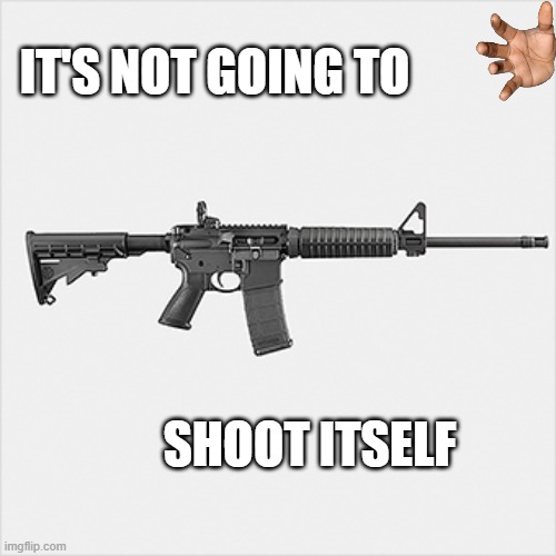 Not Gonna Happen | IT'S NOT GOING TO; SHOOT ITSELF | image tagged in ar-15 | made w/ Imgflip meme maker