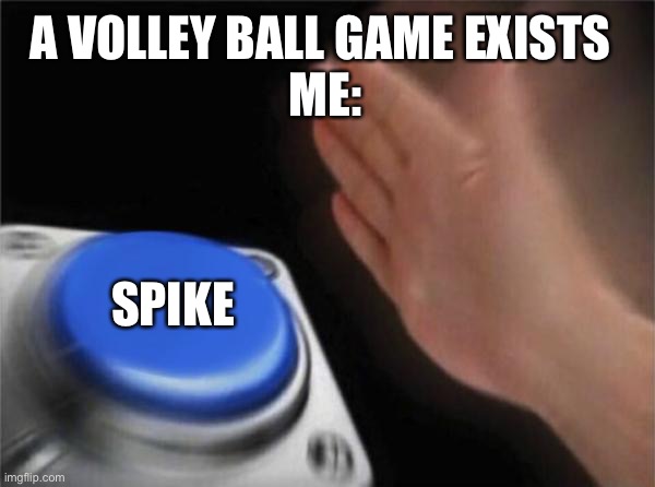 Blank Nut Button | A VOLLEY BALL GAME EXISTS 
ME:; SPIKE | image tagged in memes,blank nut button | made w/ Imgflip meme maker