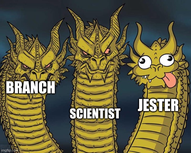 Towers in tower heroes be like: | SCIENTIST; BRANCH; JESTER | image tagged in three dragons | made w/ Imgflip meme maker