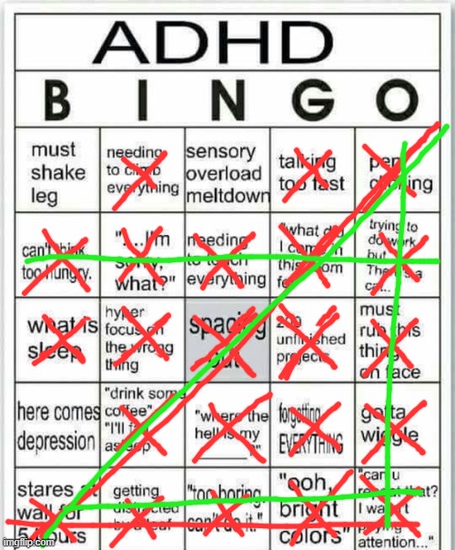 Oh look, 4 bingos | image tagged in adhd bingo | made w/ Imgflip meme maker