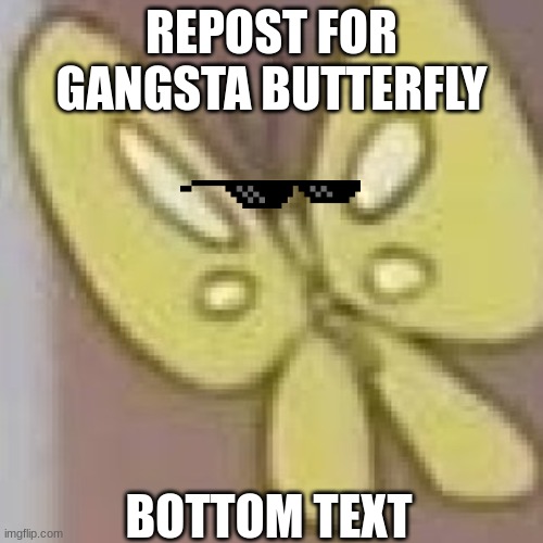 REPOST FOR GANGSTA BUTTERFLY; BOTTOM TEXT | made w/ Imgflip meme maker