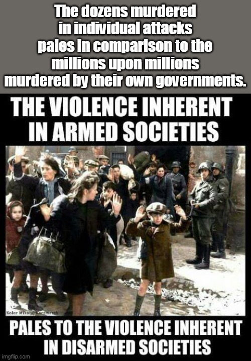And liberals, so long as you insist on open borders, the criminals will continue to be armed. | The dozens murdered in individual attacks pales in comparison to the millions upon millions murdered by their own governments. | image tagged in government corruption,evil government,2nd amendment,angry liberal,evil | made w/ Imgflip meme maker