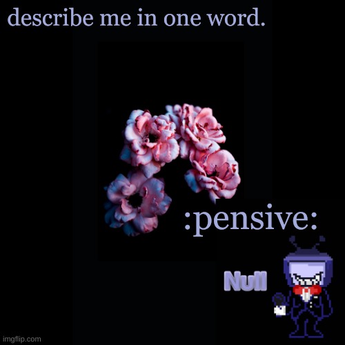 . | describe me in one word. :pensive: | made w/ Imgflip meme maker