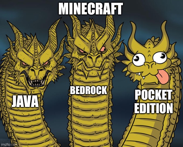 Three-headed Dragon | MINECRAFT; BEDROCK; POCKET EDITION; JAVA | image tagged in three-headed dragon | made w/ Imgflip meme maker
