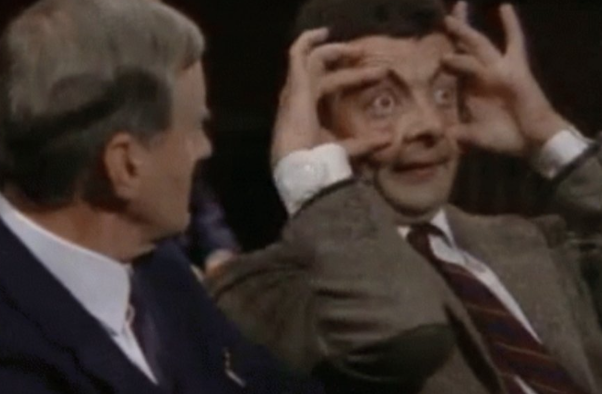 Mr Bean wide eyes Blank Meme Template