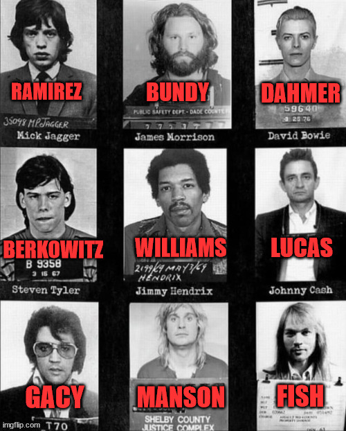 Serial Killer Calendar (Celebrity Edition) | image tagged in dark humor,serial killer,rock and roll | made w/ Imgflip meme maker