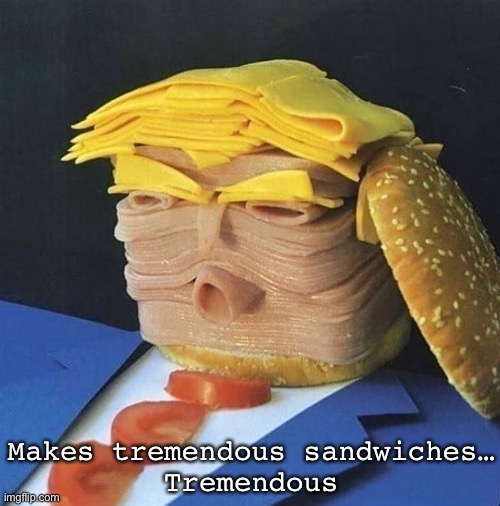 Makes tremendous sandwiches…
Tremendous | made w/ Imgflip meme maker