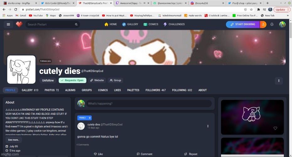 raid kawaii's pixilart acc | made w/ Imgflip meme maker