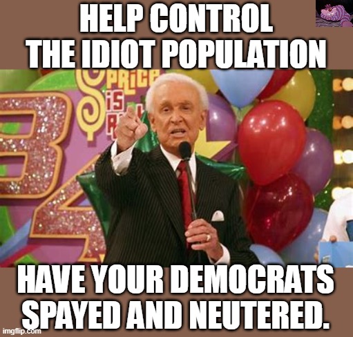 A simple solution. | HELP CONTROL THE IDIOT POPULATION; HAVE YOUR DEMOCRATS SPAYED AND NEUTERED. | image tagged in bob barker remember folks | made w/ Imgflip meme maker