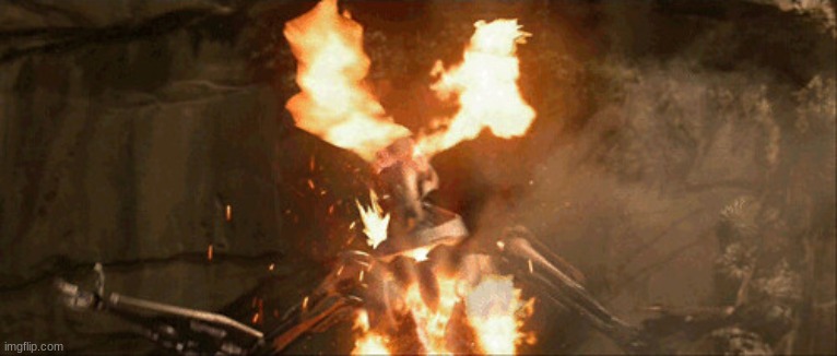 General Grievous on fire | image tagged in general grievous on fire | made w/ Imgflip meme maker