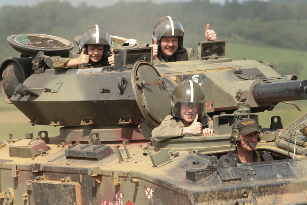 Children and father in tank Blank Meme Template