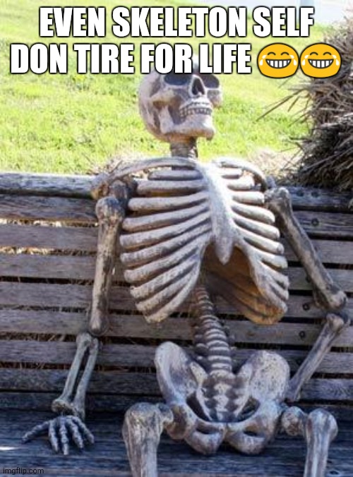 Waiting Skeleton Meme | EVEN SKELETON SELF DON TIRE FOR LIFE 😂😂 | image tagged in memes,waiting skeleton | made w/ Imgflip meme maker