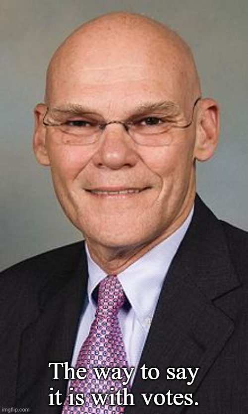 James Carville | The way to say it is with votes. | image tagged in james carville | made w/ Imgflip meme maker