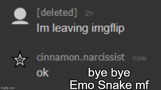 *oh ok, anyways. template* | bye bye Emo Snake mf | made w/ Imgflip meme maker