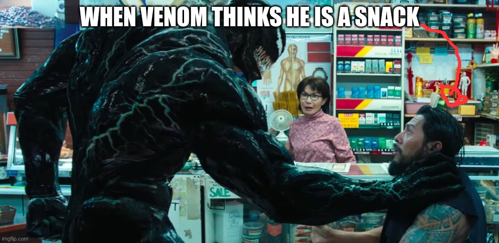 run | WHEN VENOM THINKS HE IS A SNACK | image tagged in venom | made w/ Imgflip meme maker