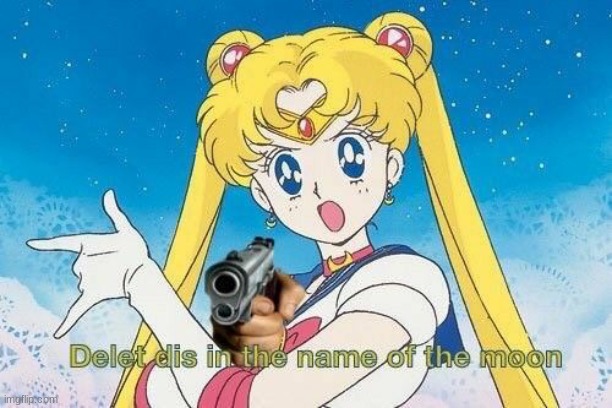 Sailor Moon Delet dis in the name of the moon | image tagged in sailor moon delet dis in the name of the moon | made w/ Imgflip meme maker