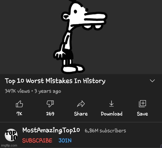 Top 10 Worst Mistakes in history | image tagged in top 10 worst mistakes in history | made w/ Imgflip meme maker