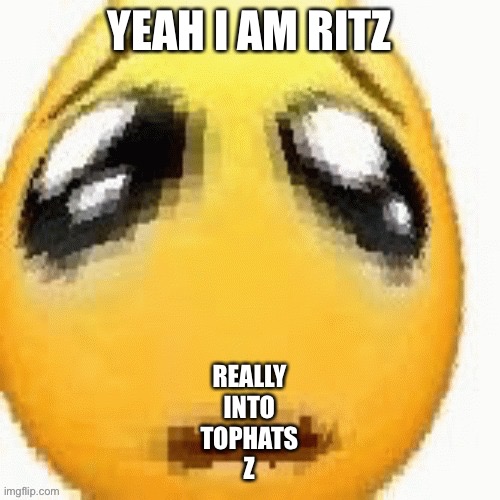 Big sad emoji | YEAH I AM RITZ; REALLY
INTO
TOPHATS
Z | image tagged in big sad emoji | made w/ Imgflip meme maker