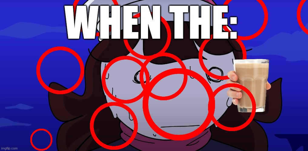 21st century humor in a nutshell | WHEN THE: | image tagged in jaiden sweating nervously | made w/ Imgflip meme maker