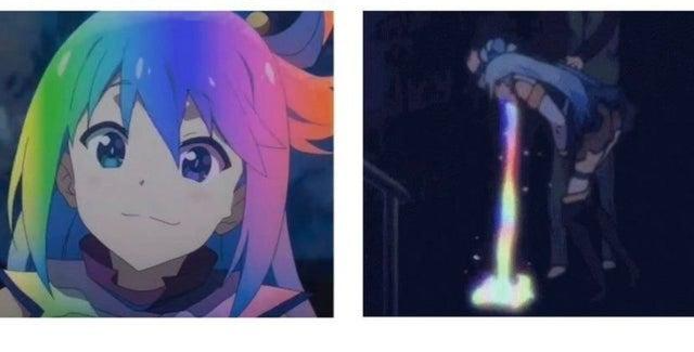 Aqua vomiting rainbows Blank Meme Template