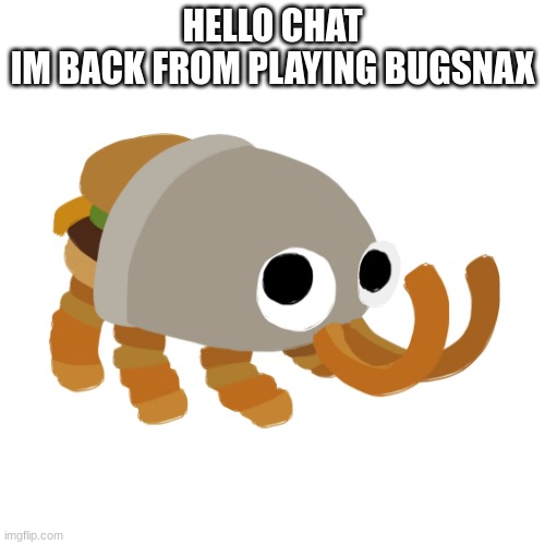 Bunger | HELLO CHAT
IM BACK FROM PLAYING BUGSNAX | image tagged in bunger | made w/ Imgflip meme maker