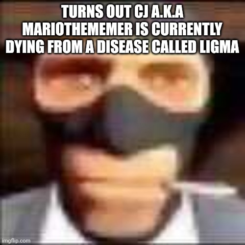 spi | TURNS OUT CJ A.K.A MARIOTHEMEMER IS CURRENTLY DYING FROM A DISEASE CALLED LIGMA | image tagged in spi | made w/ Imgflip meme maker