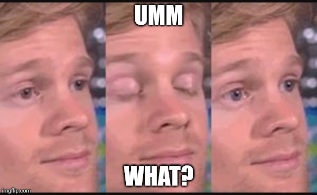 Blinking guy | UMM WHAT? | image tagged in blinking guy | made w/ Imgflip meme maker