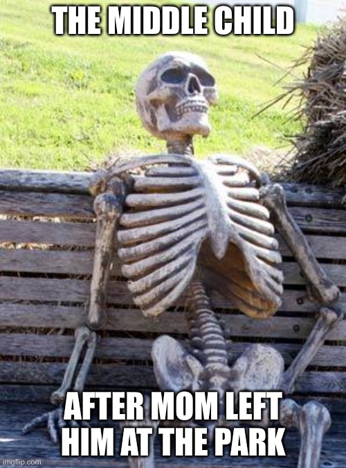 Waiting Skeleton | THE MIDDLE CHILD; AFTER MOM LEFT HIM AT THE PARK | image tagged in memes,waiting skeleton | made w/ Imgflip meme maker