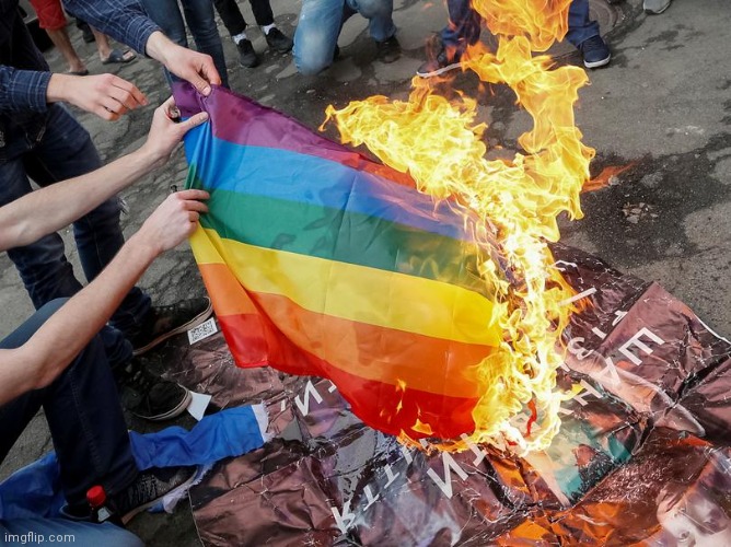 LGBTQ flag burning | image tagged in lgbtq flag burning | made w/ Imgflip meme maker