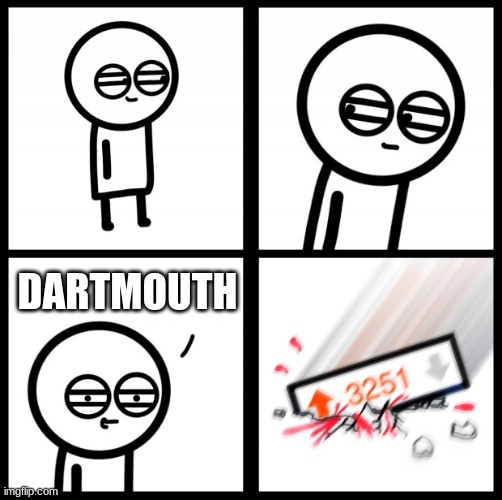 Crushed by upvotes | DARTMOUTH | image tagged in crushed by upvotes | made w/ Imgflip meme maker