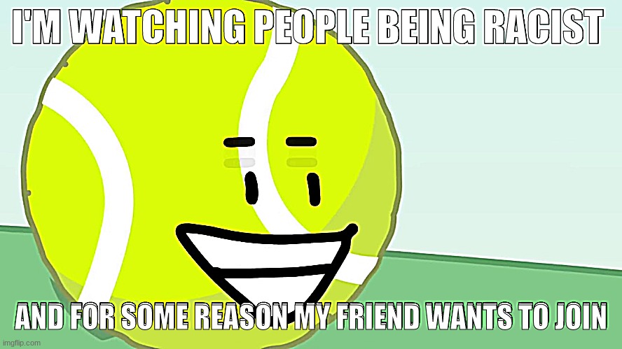 I'M WATCHING PEOPLE BEING RACIST; AND FOR SOME REASON MY FRIEND WANTS TO JOIN | made w/ Imgflip meme maker