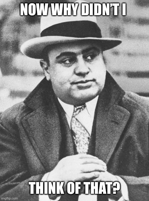 Al Capone You Don't Say | NOW WHY DIDN’T I THINK OF THAT? | image tagged in al capone you don't say | made w/ Imgflip meme maker