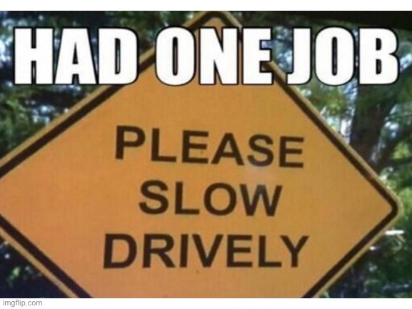 Slow drively?? | image tagged in lol,one,job | made w/ Imgflip meme maker