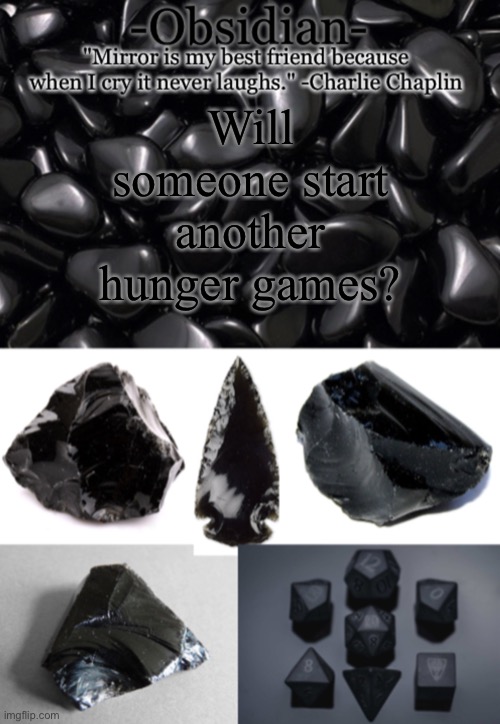 Obsidian | Will someone start another hunger games? | image tagged in obsidian | made w/ Imgflip meme maker