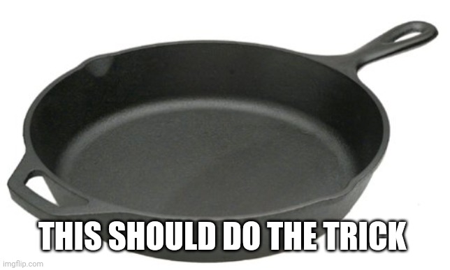 Cast Iron Skillet | THIS SHOULD DO THE TRICK | image tagged in cast iron skillet | made w/ Imgflip meme maker