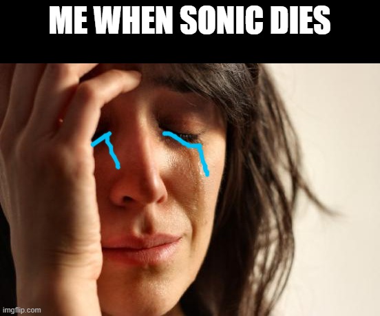 i cried when sonic dies | ME WHEN SONIC DIES | image tagged in memes,first world problems | made w/ Imgflip meme maker