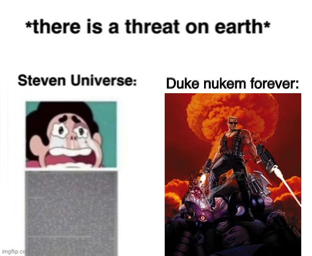 No words needed | Duke nukem forever: | image tagged in there is a threat on earth,duke | made w/ Imgflip meme maker