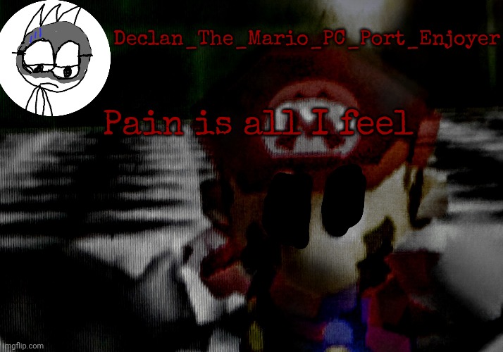 Temp design | Declan_The_Mario_PC_Port_Enjoyer; Pain is all I feel | made w/ Imgflip meme maker