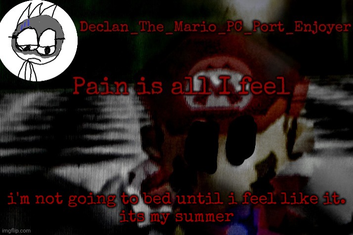 i'm not going to bed until i feel like it.
its my summer | image tagged in declan's mario rom edge template | made w/ Imgflip meme maker