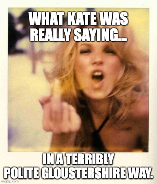Amber - meet Kate Moss | WHAT KATE WAS REALLY SAYING... IN A TERRIBLY POLITE GLOUSTERSHIRE WAY. | image tagged in kate moss | made w/ Imgflip meme maker