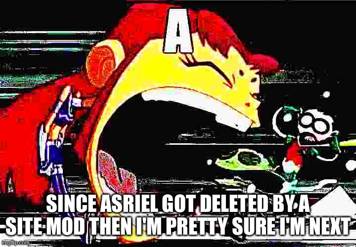 Oh fuhkin hell | SINCE ASRIEL GOT DELETED BY A SITE MOD THEN I'M PRETTY SURE I'M NEXT | image tagged in starfire yelling a | made w/ Imgflip meme maker