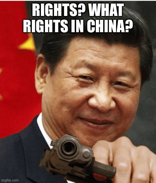 Xi Jinping | RIGHTS? WHAT RIGHTS IN CHINA? | image tagged in xi jinping | made w/ Imgflip meme maker